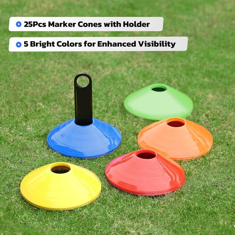 GHB Soccer Cones 25/50/100 Pack Disc Soccer Sport Cones Training Field Marker Agility Cones for Traffic, Basketball, Coaching, Practice Equipment Includes Cone Drills Guide - Image 2